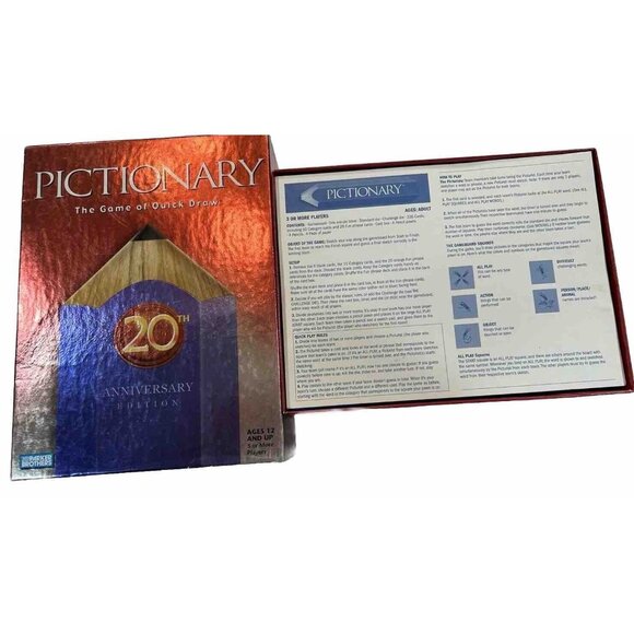 Parker Brothers Board Game Pictionary 20th Anniversary Edition Complete Family - Picture 1 of 5